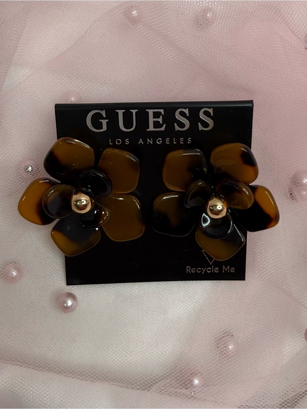 GUESS Brown Flower Earrings